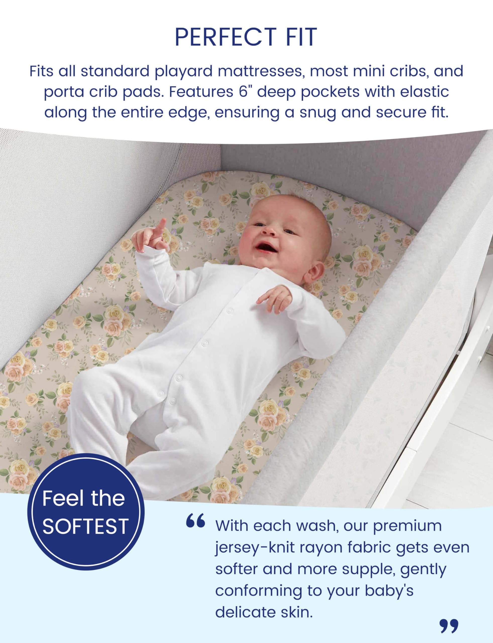 TotAha Premium Soft Pack n Play Sheets wash durability test shows softening after many washes.