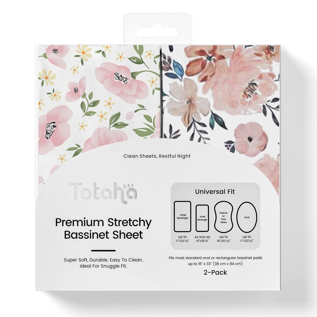TotAha premium stretchy bassinet sheets floral: silky soft fabric for cozy baby sleep.