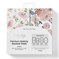TotAha premium stretchy bassinet sheets floral: silky soft fabric for cozy baby sleep.