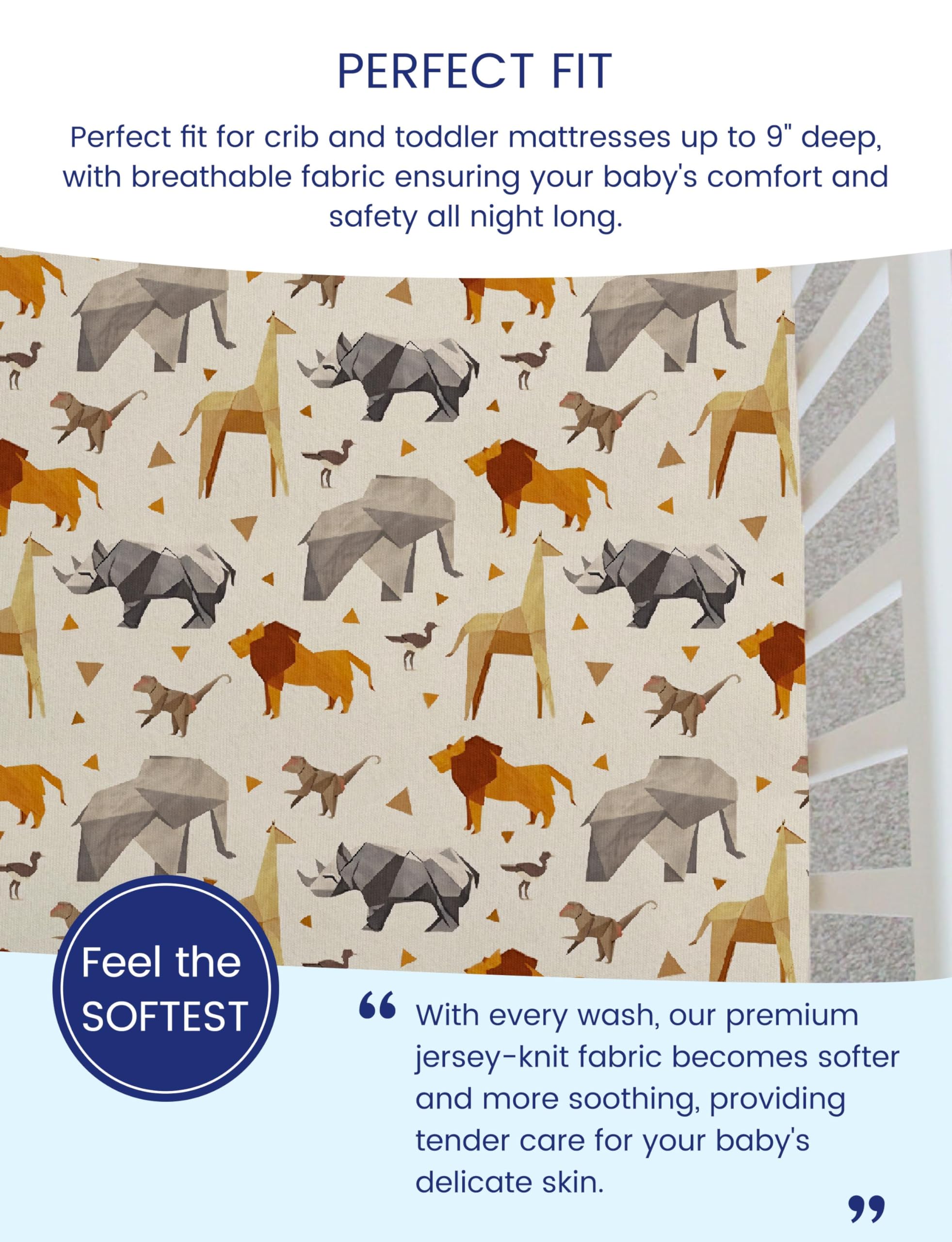 TotAha Sea Animals print crib sheet expresses silky, hypoallergenic feel for baby's skin