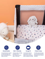 TotAha Premium Stretchy Pack N Play Sheets with sailboat pattern provide cozy nights with silky TotCare fabric