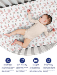 TotAha Rainbow Pack-n-Play sheets breathable knit promotes cooler nights.