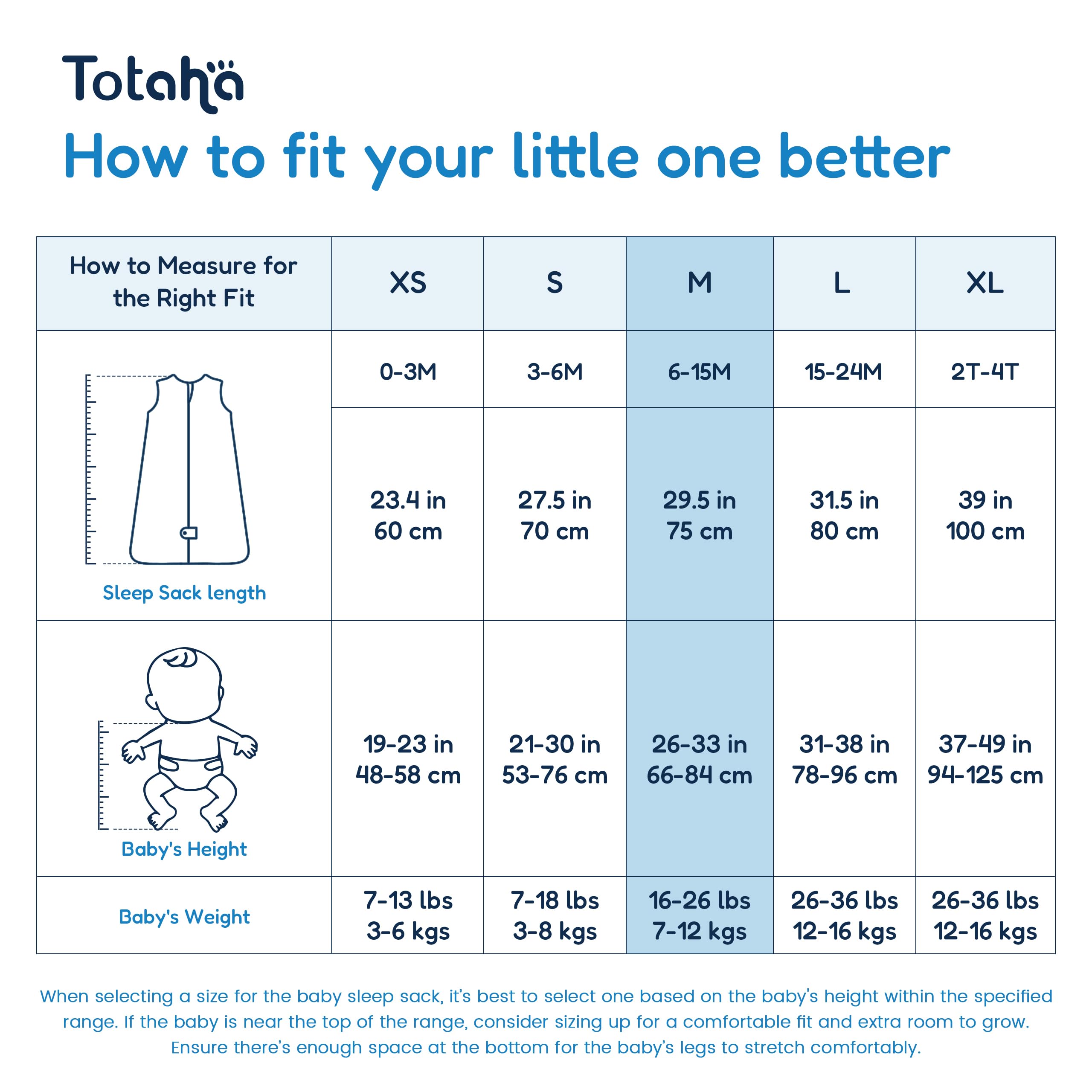 TotAha Sleep Sack 0.5 TOG tag indicates warm-weather wear