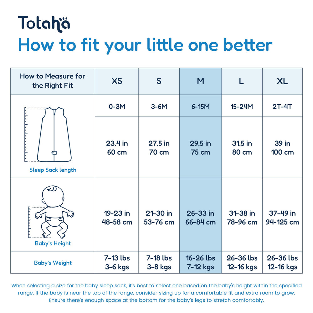 TotAha Sleep Sack 0.5 TOG tag indicates warm-weather wear