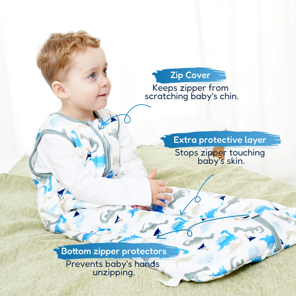 TotAha Toddler Sleep Sack 1.0 roomy leg area supports movement.