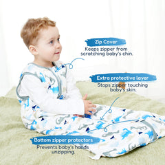 TotAha Toddler Sleep Sack 1.0 roomy leg area supports movement.