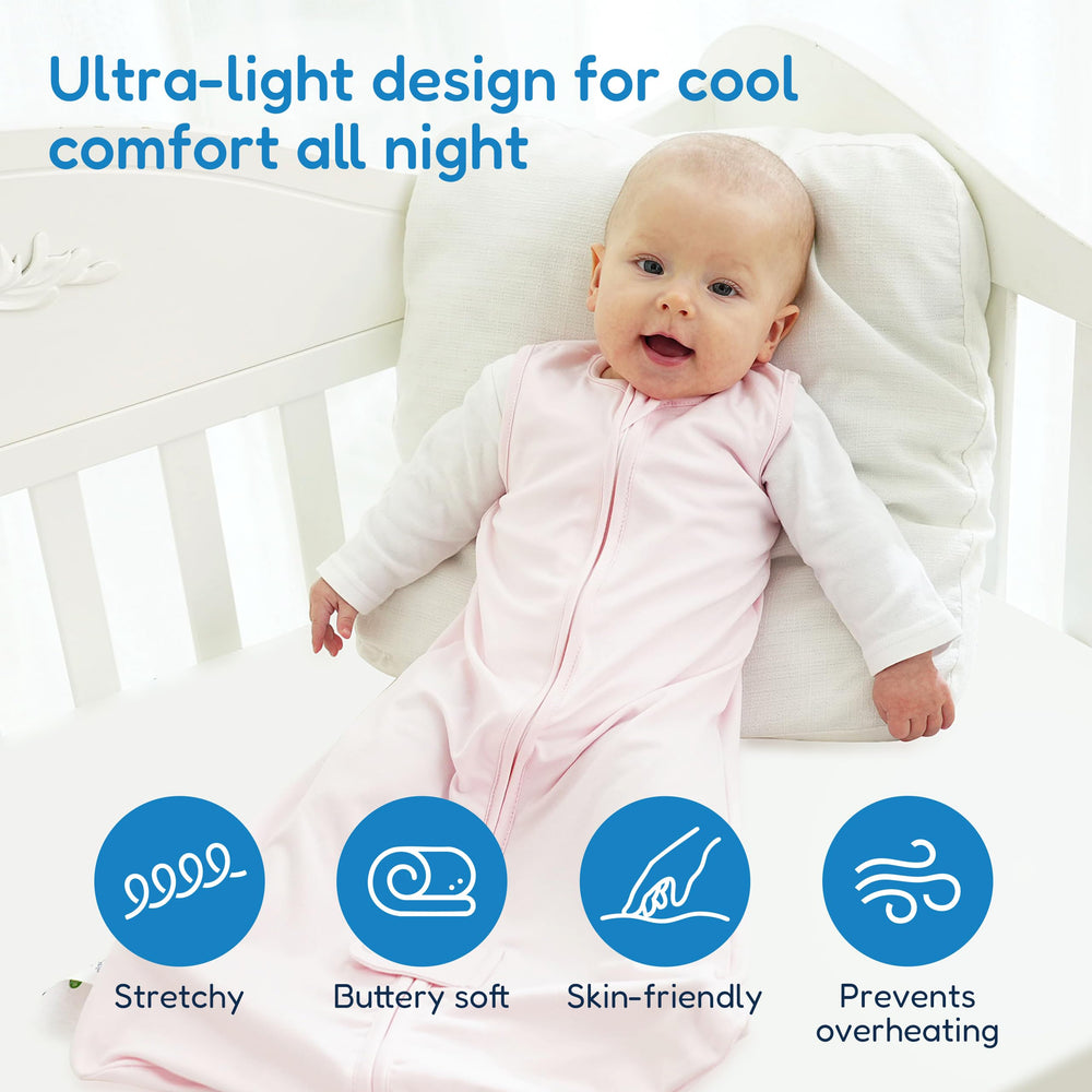 TotAha Sleep Sack with 2-way zipper enables easy middle-of-night changes.