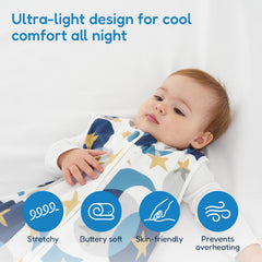 TotAha sleep sack with 2-way zipper for easy middle-of-night diaper changes.