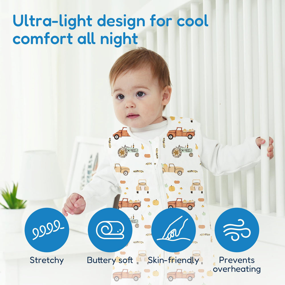 TotAha Sleep Sack on baby demonstrates arms-free comfort during naps