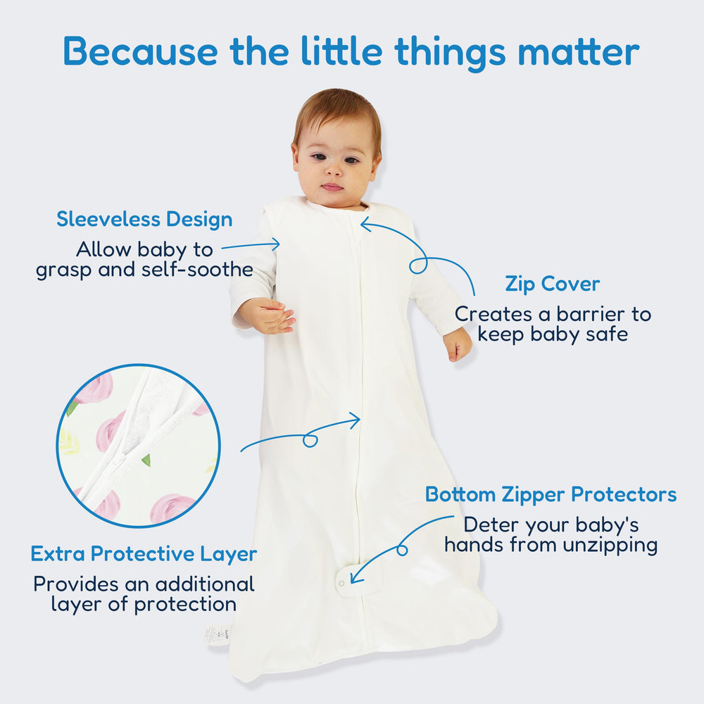 TotAha Sleep Sack chin guard protects delicate skin during sleep.