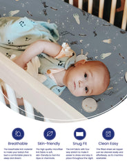 TotAha Space Mini Crib Sheets Star Moon Pack PNPlay - soft, durable weave resists wear wash after wash.