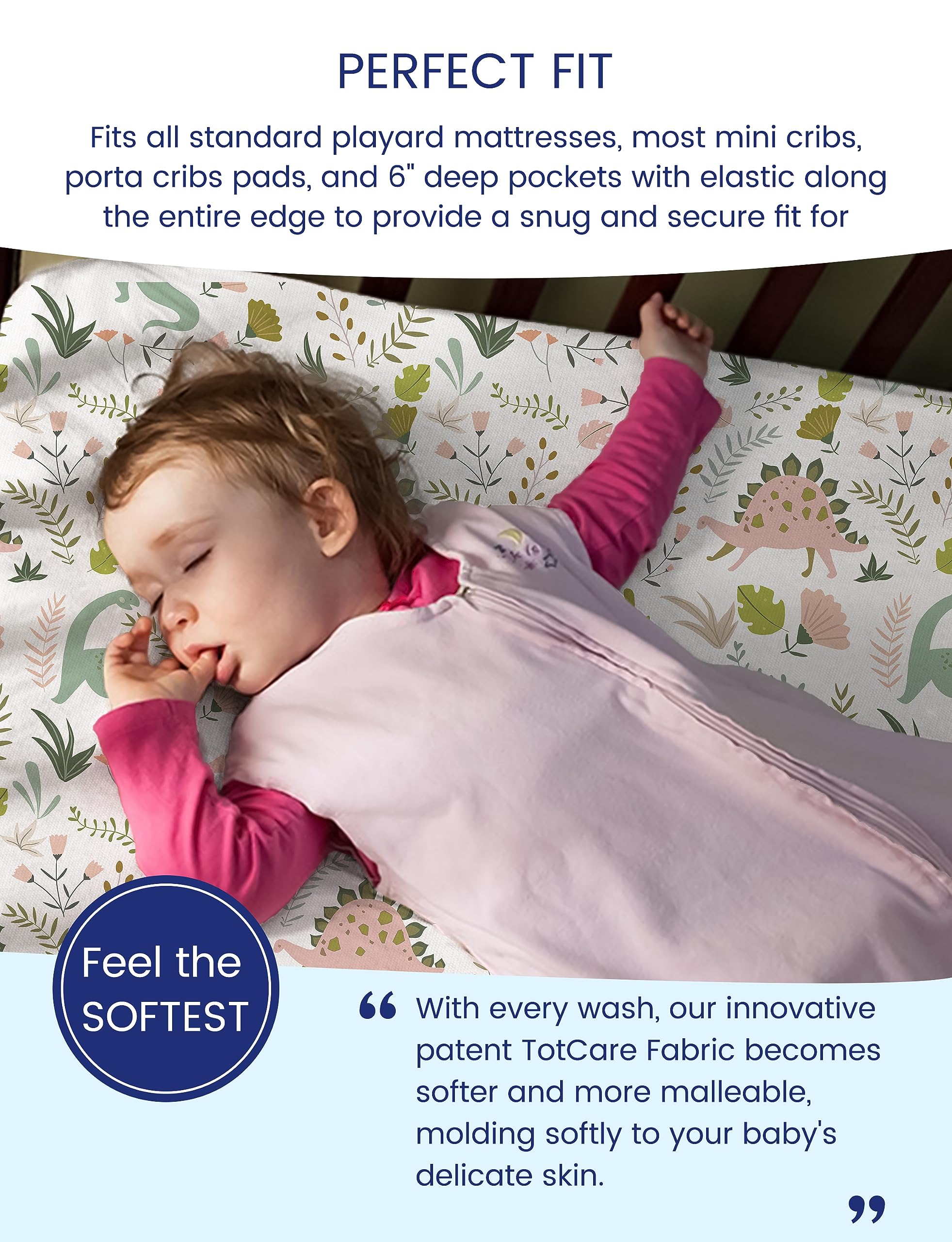 TotAha stretchable cover for Graco Pack n Play mattress enhances fit