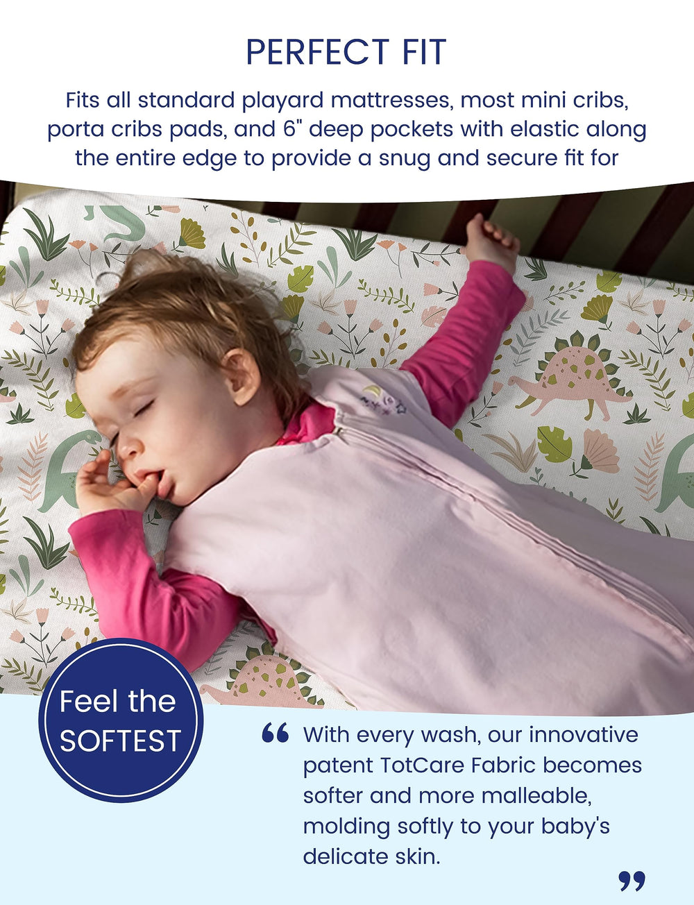 TotAha stretchable cover for Graco Pack n Play mattress enhances fit