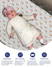 TotAha stretchy jersey-knit sheets demonstrating secure, snug fit