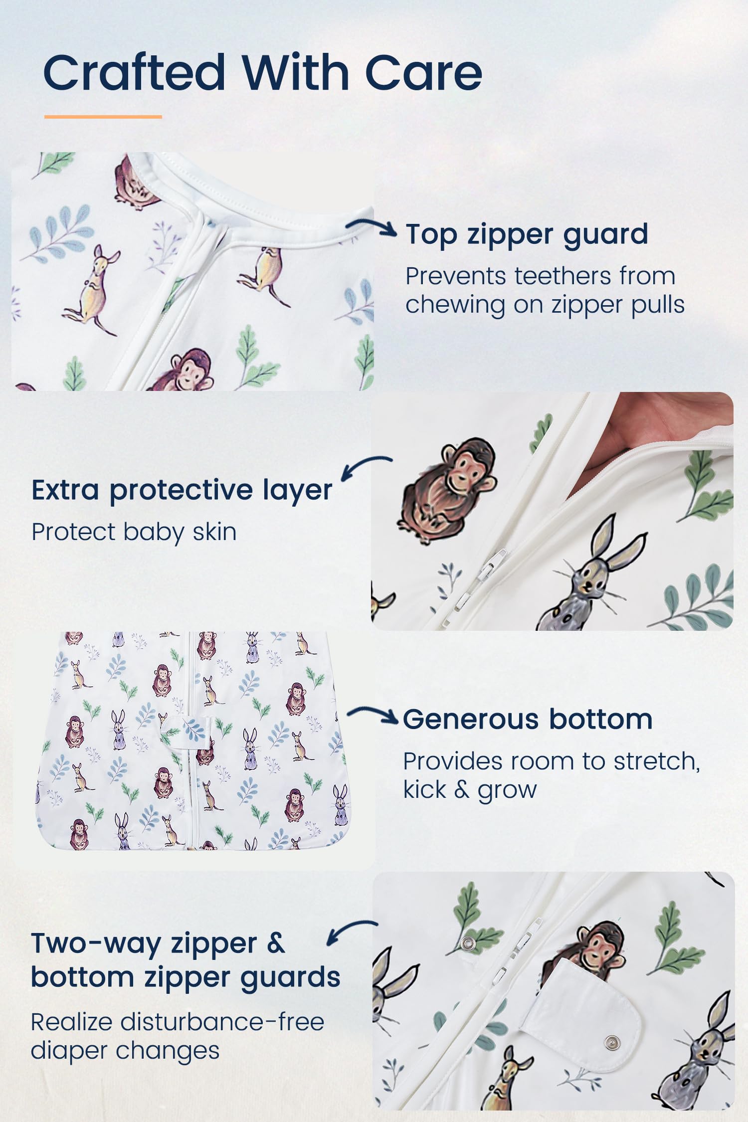 TotAha Sleep Sack durability test close-up suggests machine-wash resilience