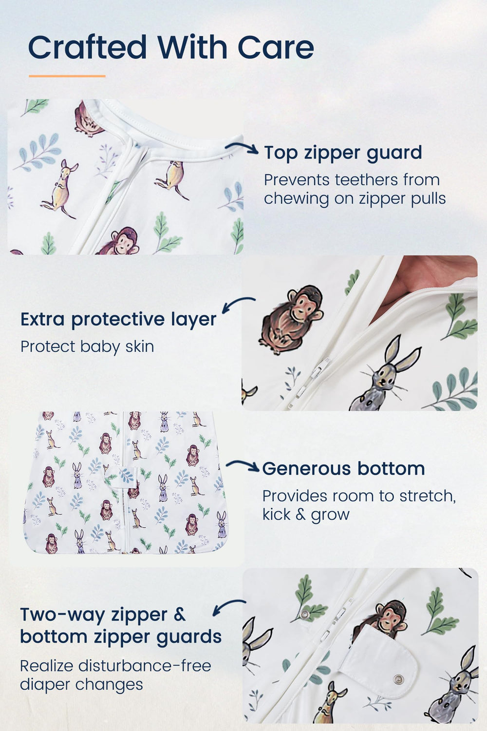 TotAha Sleep Sack durability test close-up suggests machine-wash resilience