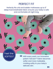 TotCare fabric closeup on TotAha sheets highlighting durable, soft weave