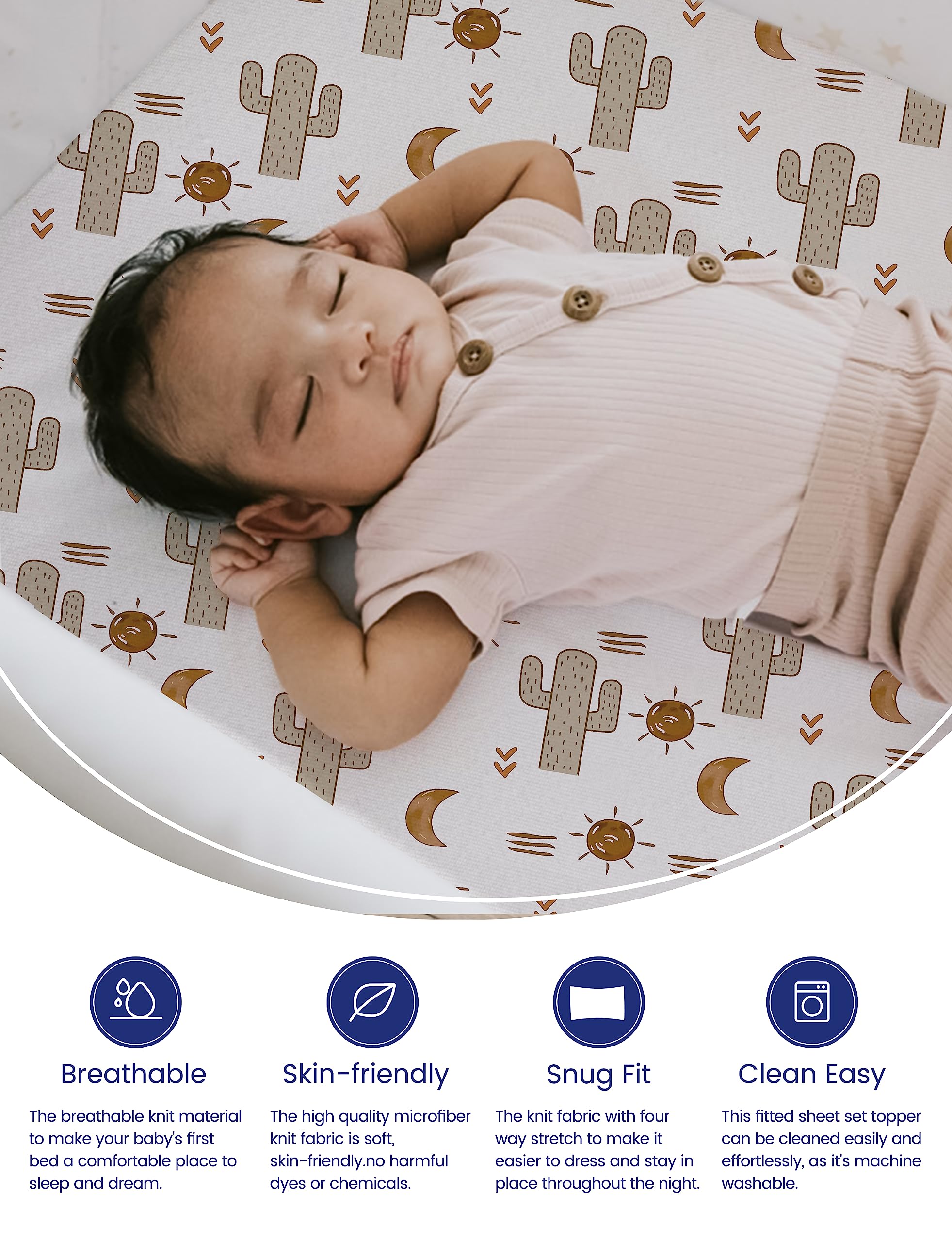 TotAha TotCare fabric close-up demonstrates durable, soft weave for long-lasting crib sheets.