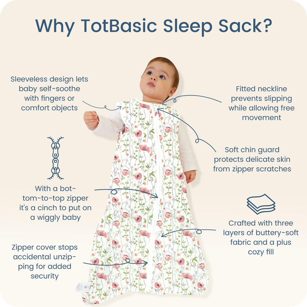 TOTBASIC Bee Floral 2-pack sleep sacks ideal for warm climates and travel.