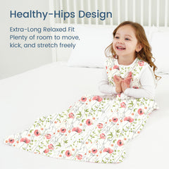 TOTBASIC sleeveless design Bee Floral sleep sack promotes arm freedom and secure fit.
