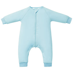 TOTBASIC 1.0 TOG sleep sack in Baby Blue on a baby promotes cozy warmth.