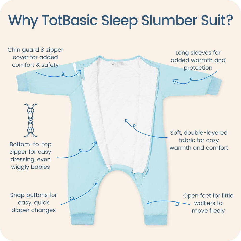 TOTBASIC 1.0 TOG sleep sack with zipper enables quick diaper changes.