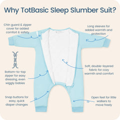 TOTBASIC 1.0 TOG sleep sack with zipper enables quick diaper changes.