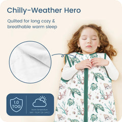 TOTBASIC green turtle sleep sack zipper close-up for easy night changes.