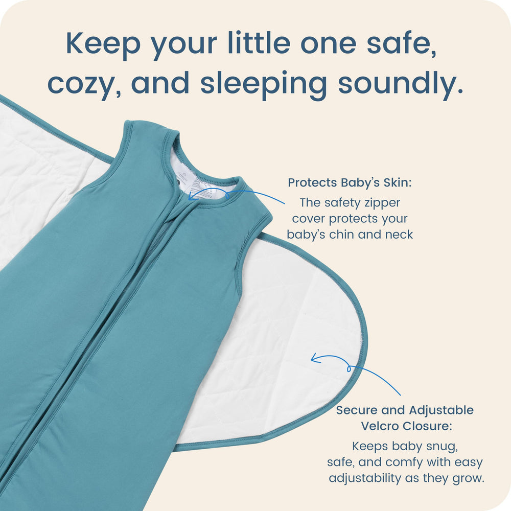 TOTBASIC baby sleep sack 3way adjustable, supports newborn to 3–6 months.