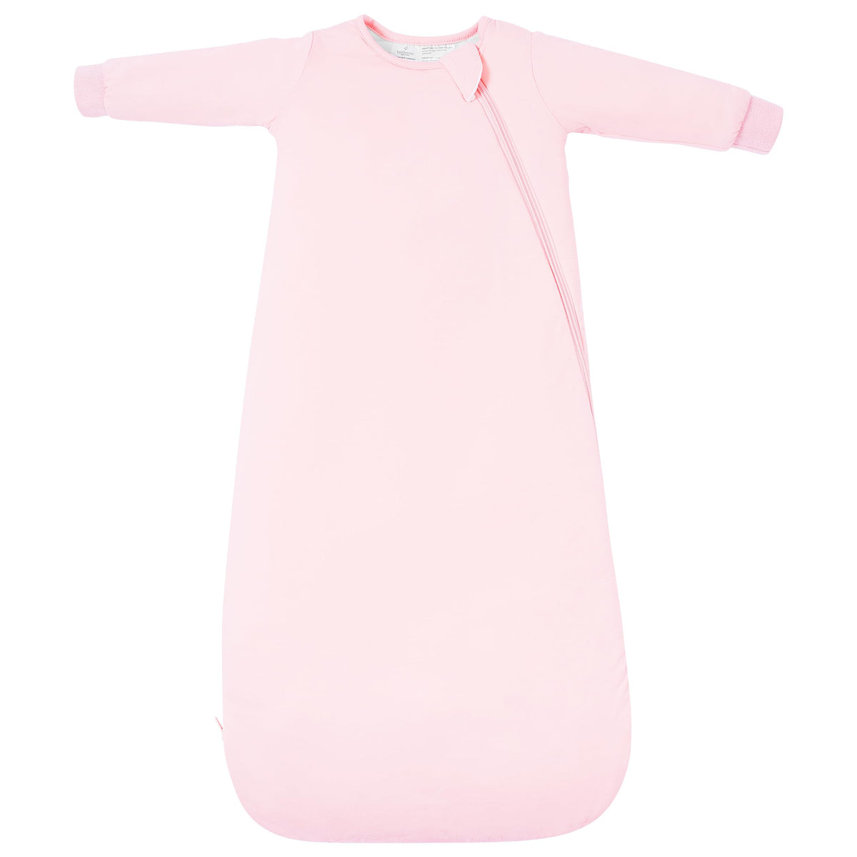 TOTBASIC baby sleep sack blush fabric closeup shows soft, cozy texture and gentle warmth