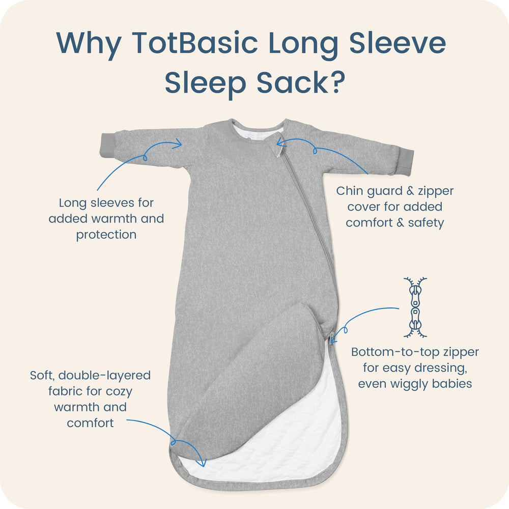 TOTBASIC sleep sack in breathable fabric for daily comfort.