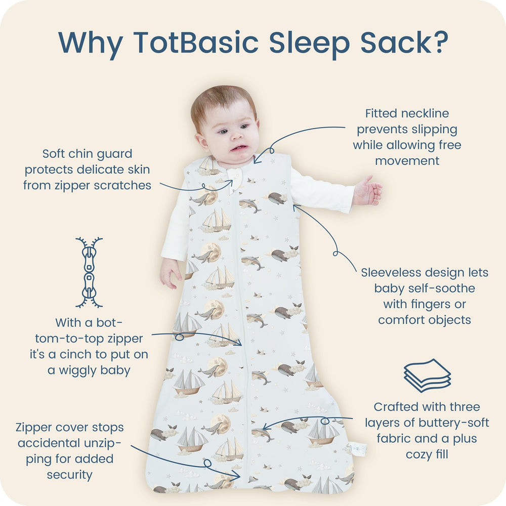 TOTBASIC Sleep Sack hip-design promotes natural leg movement and comfortable sleep posture
