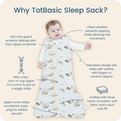 TOTBASIC Sleep Sack hip-design promotes natural leg movement and comfortable sleep posture