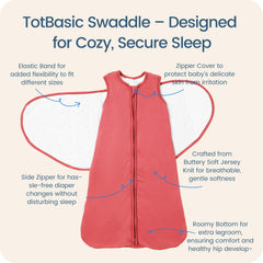 TOTBASIC Baby Swaddle Apple Blossom wearable-sleep-sack mode supports transition.
