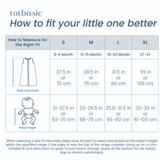 TOTBASIC growth-range display shows four sizes for growing toddlers.