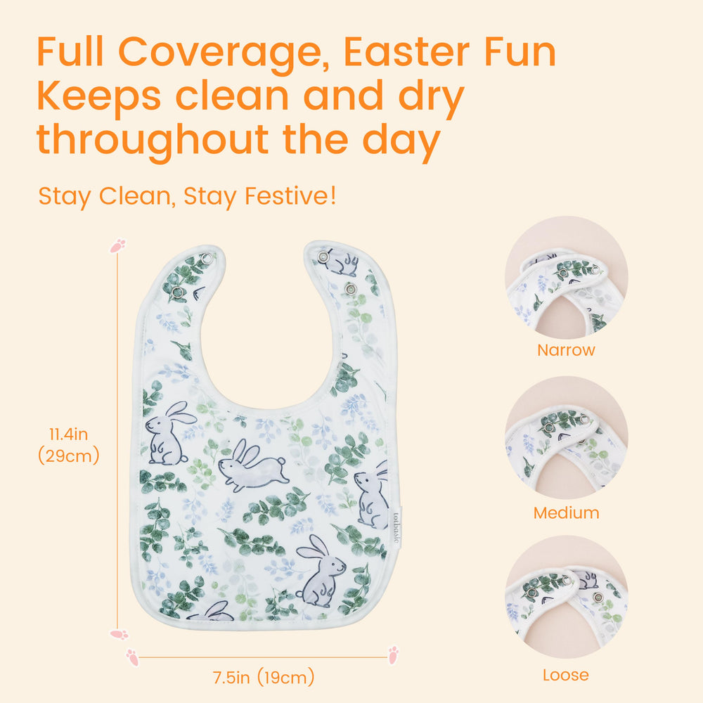 TOTBASIC mealtime bibs help keep clothes dry for easier cleanups.