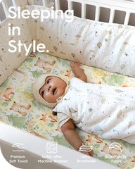TotBasic forest deer design pack n play sheets showing breathable sleep surface
