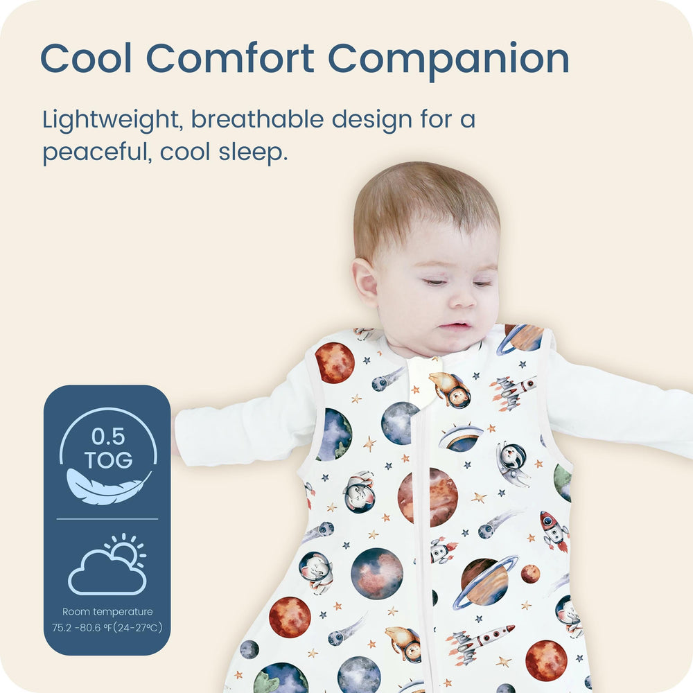 TOTBASIC Sleep Sack 2-way zipper detail emphasizes easy diaper changes