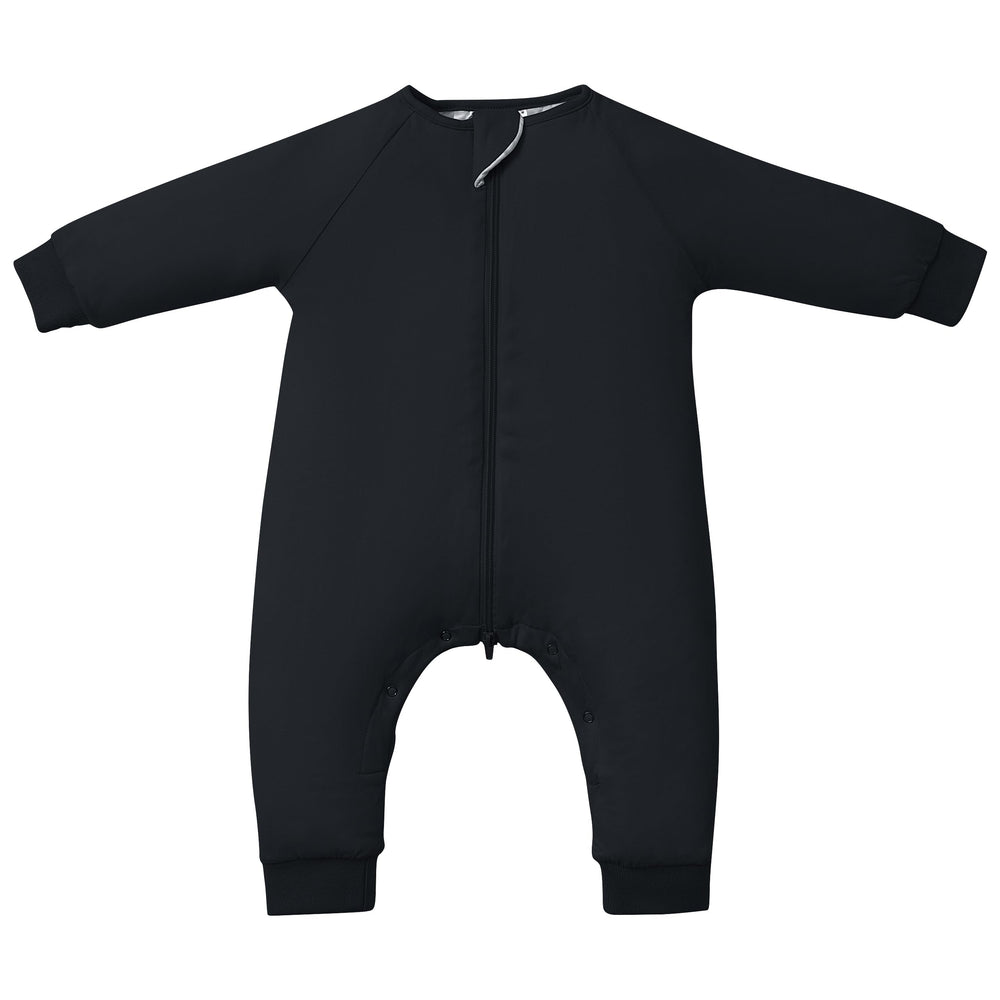 TOTBASIC sleep sack with feet in midnight keeps toddlers warm and free to move.