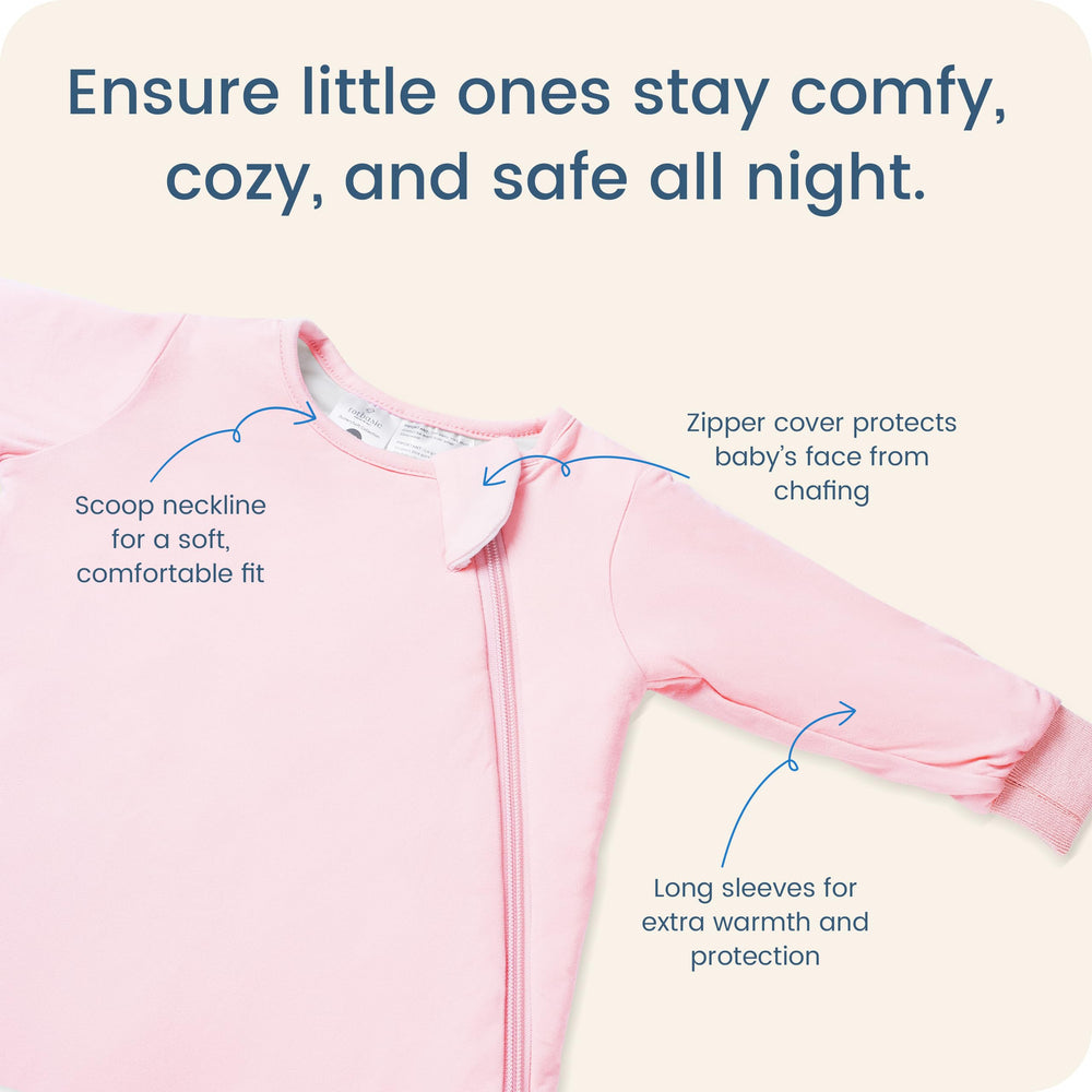TOTBASIC sleep sack sleeve warmth closeup highlights easy dressing design