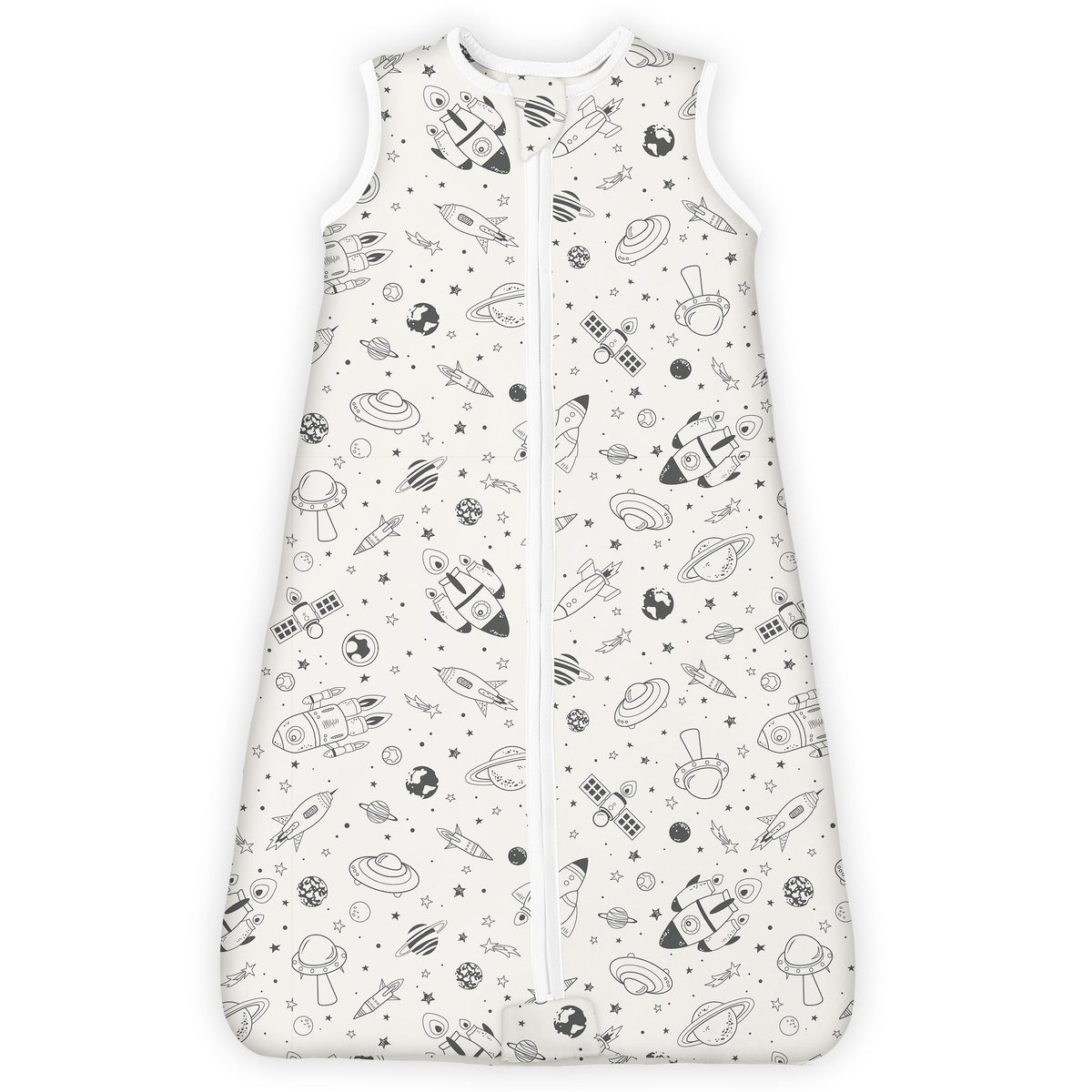 TOTBASIC sleep sack space-odyssey closeup highlights soft knit fabric for cozy nights.