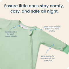 TOTBASIC sleep sack Storm 2-way zip facilitates easy dressing and gentle night changes.