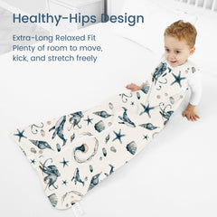 TOTBASIC sleep sack two-way zip enables easy midnight diaper changes.