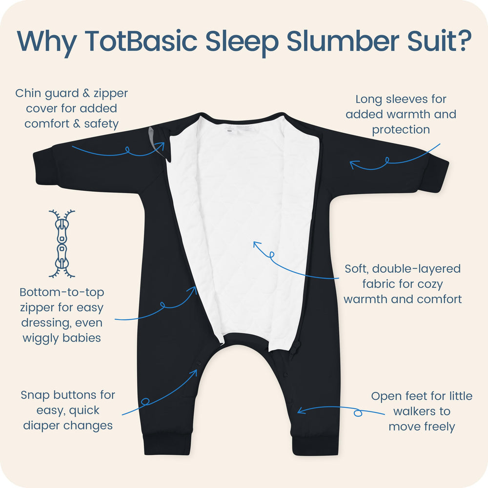 TOTBASIC sleep sack walking-friendly midnight supports safe movement for active toddlers.