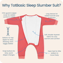 TOTBASIC sleep sack showing walking-friendly design for safe toddler movement.