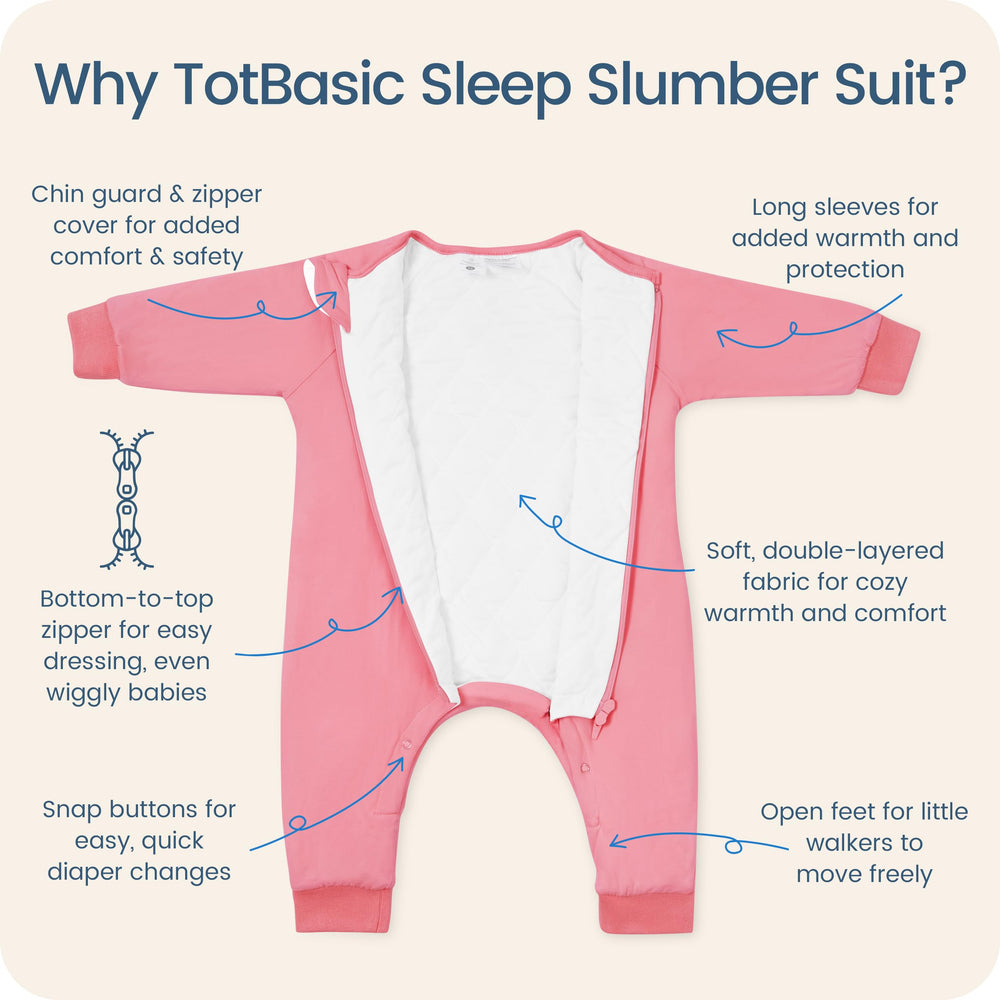 TOTBASIC sleep sack with easy zipper enables quick diaper changes during sleep