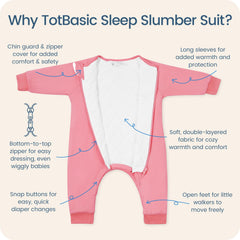 TOTBASIC sleep sack with easy zipper enables quick diaper changes during sleep