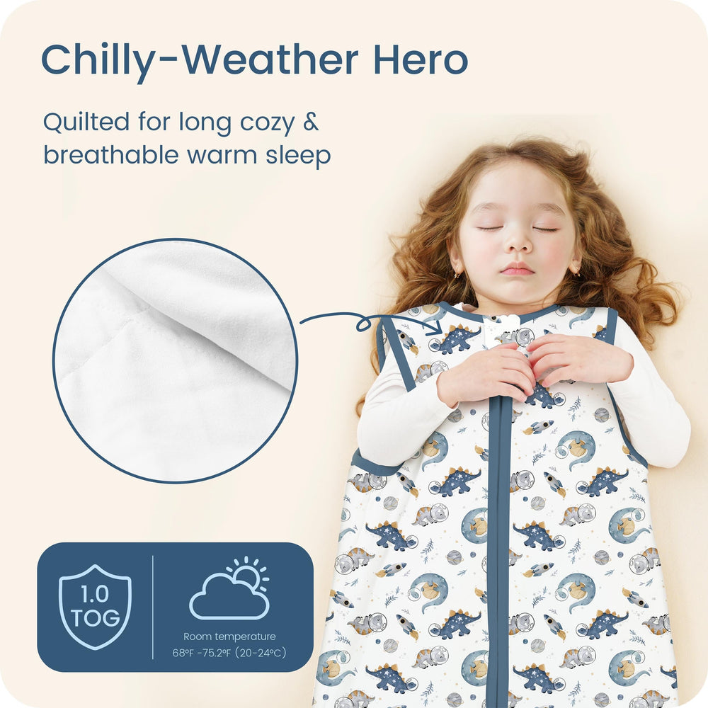 TOTBASIC sleep sack zipper-guard provides gentle chin protection and smooth two-way zipper.