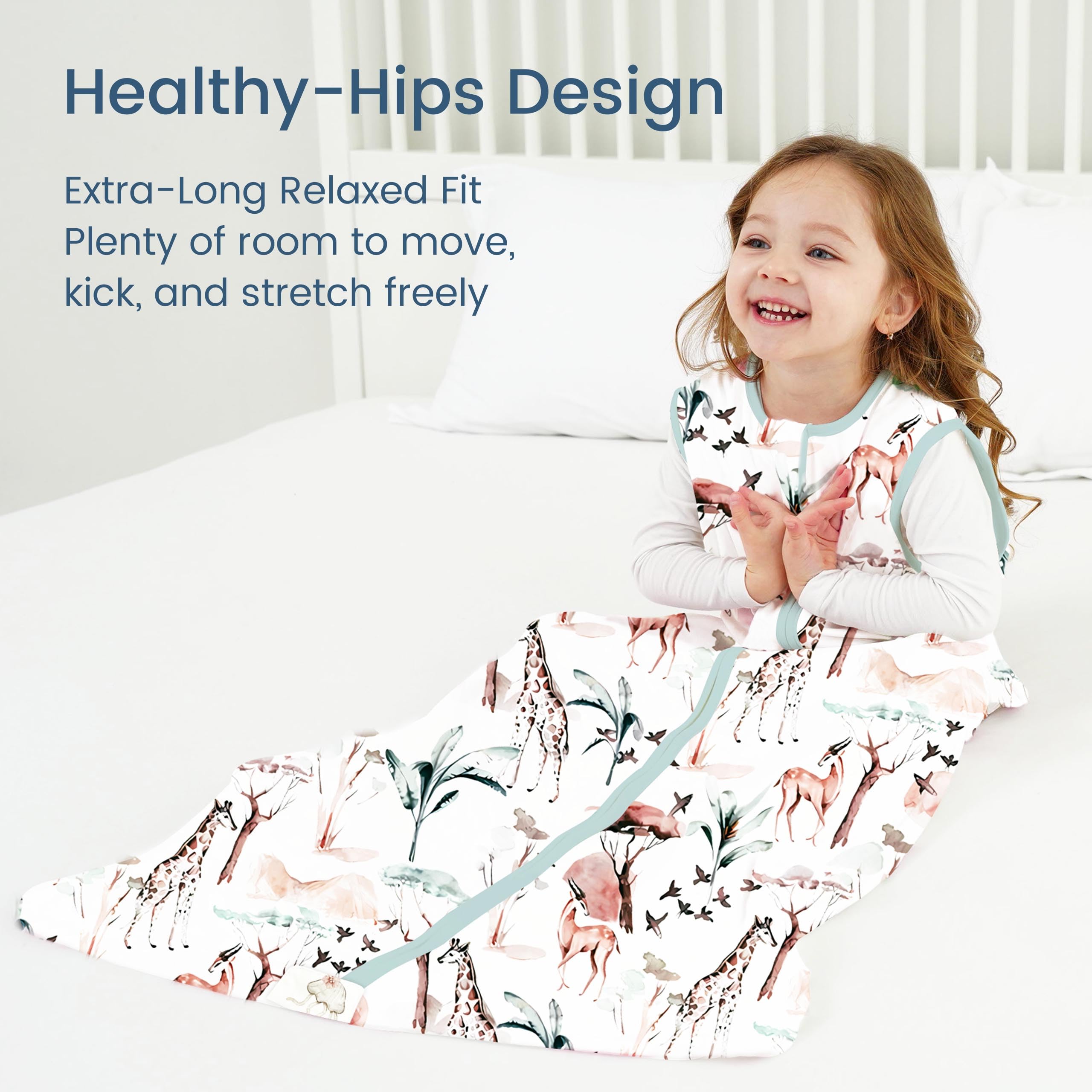 TOTBASIC sleeveless design supports arm mobility during sleep.