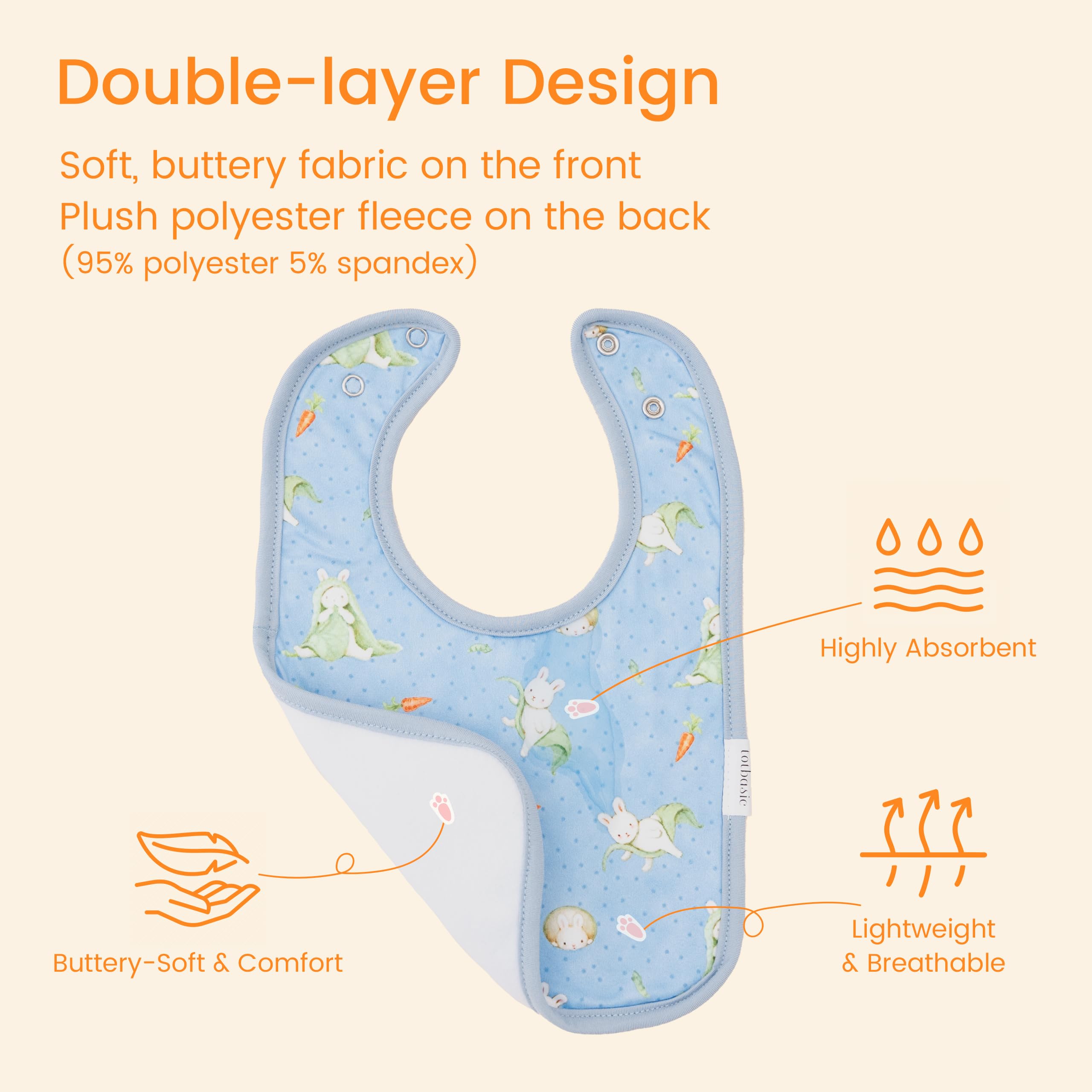 TOTBASIC soft breathable fabric feels gentle on baby skin through teething and feeding.